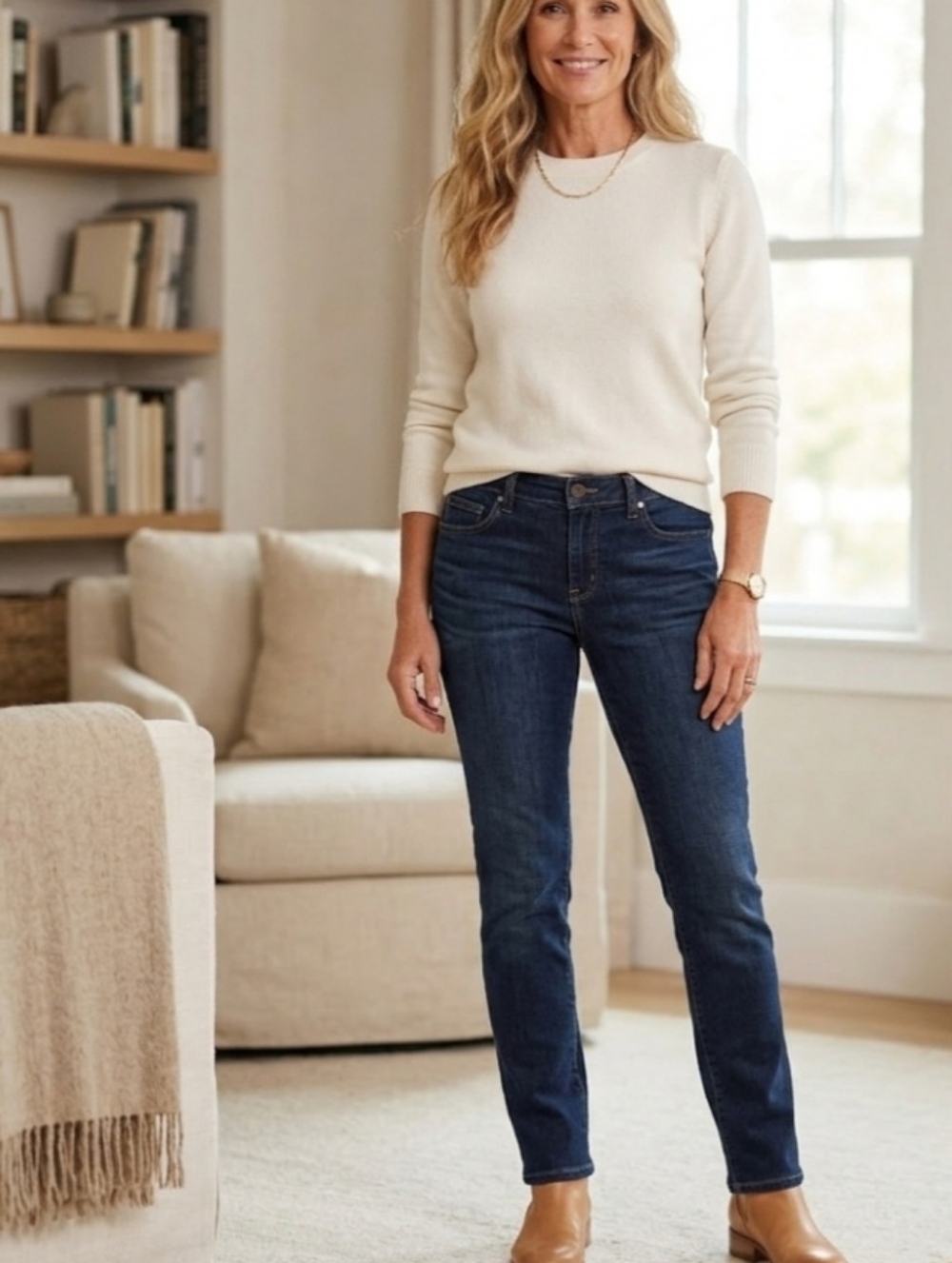 Eileen Fisher Organic Cotton Dark Wash Stretchy Skinny Jeans Size 10